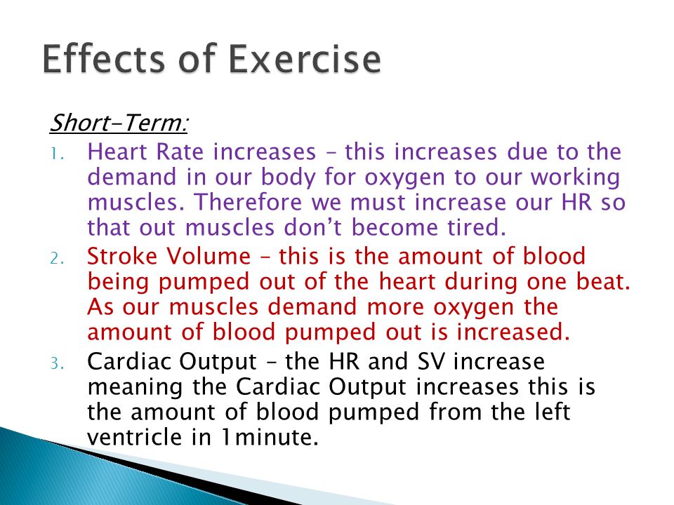 Effect of exercise on cardia output